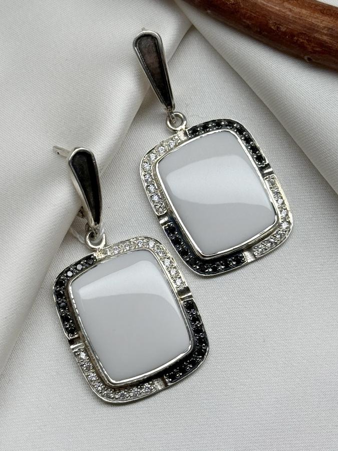 купить Серьги из серебра с кахолонгом  , фото 1