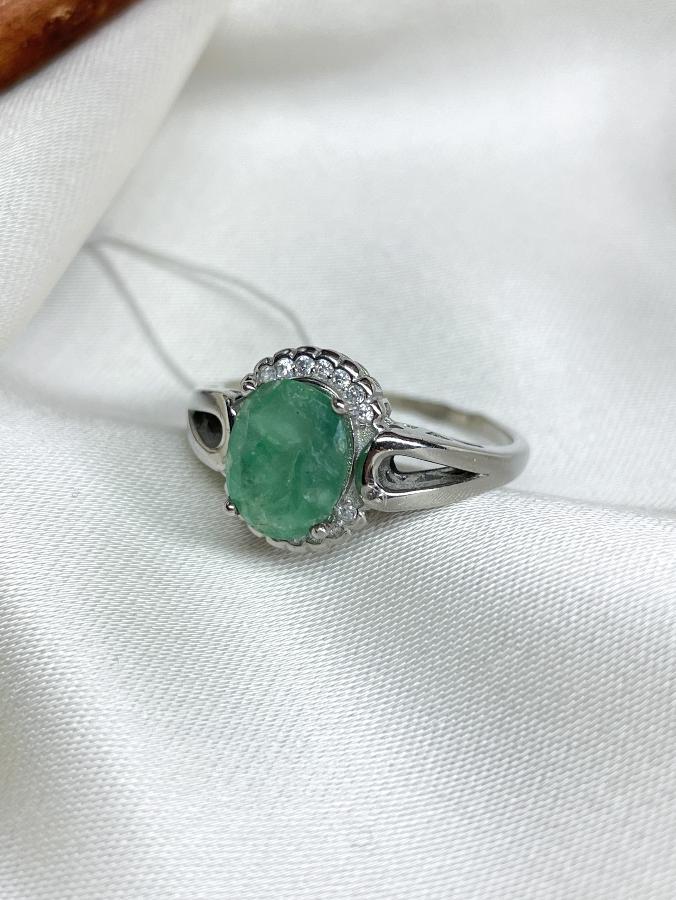 Кольцо из серебра с изумрудом (зеленый берилл), 17,5 размер U-2749, фото 1