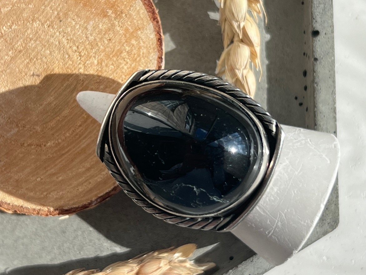 Кольцо с чёрным турмалином (шерл), 19 размер KL-0965, фото 1