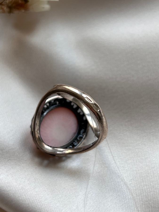 Кольцо из серебра с розовым кораллом, 17 размер 557980, фото 4