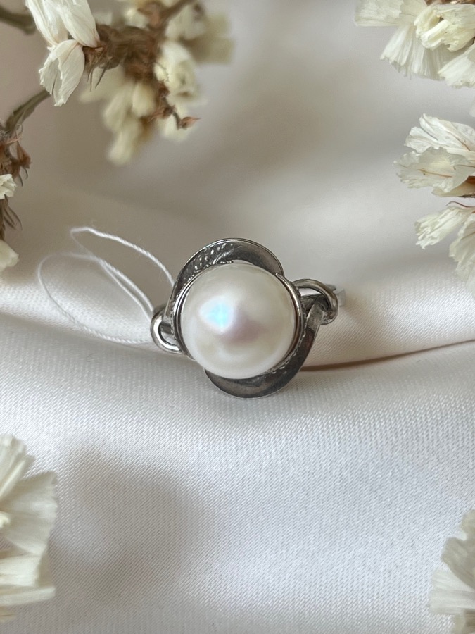 Кольцо из серебра с жемчугом, 17,5 размер 27419S1, фото 3