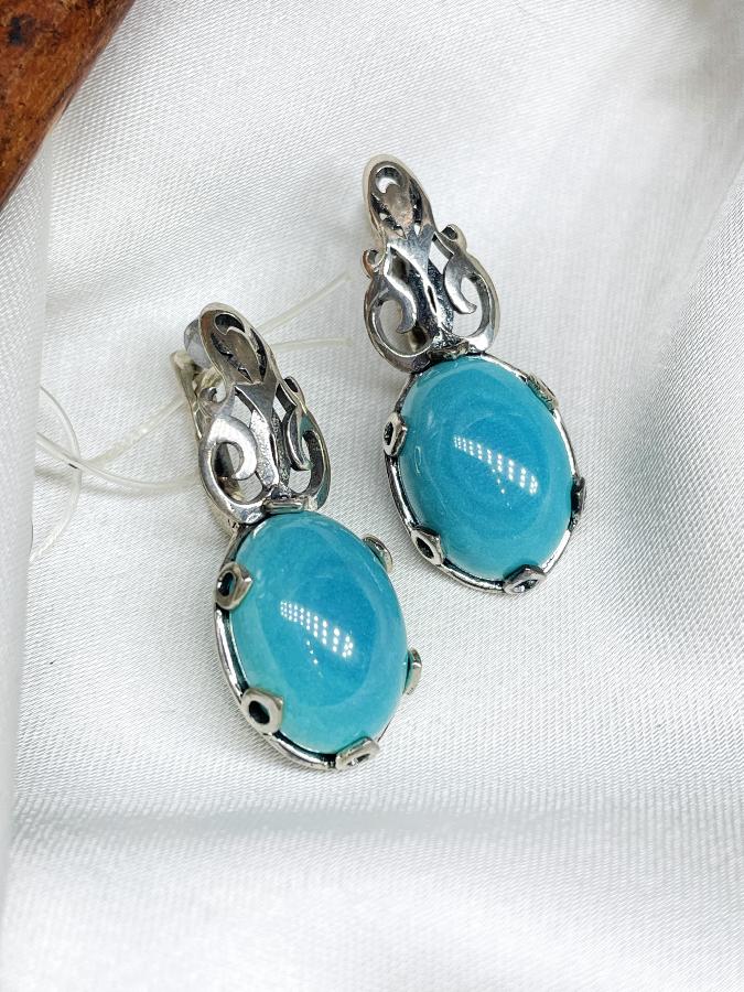 купить Серьги из серебра с хризоколлой  , фото 1