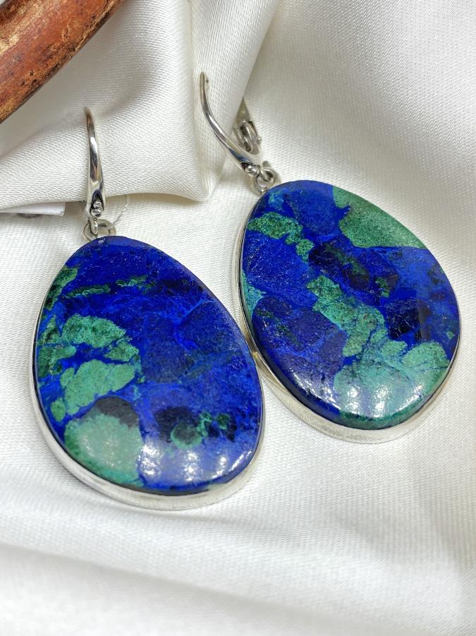 Серьги из серебра с азурмалахитом  U-153, фото 1