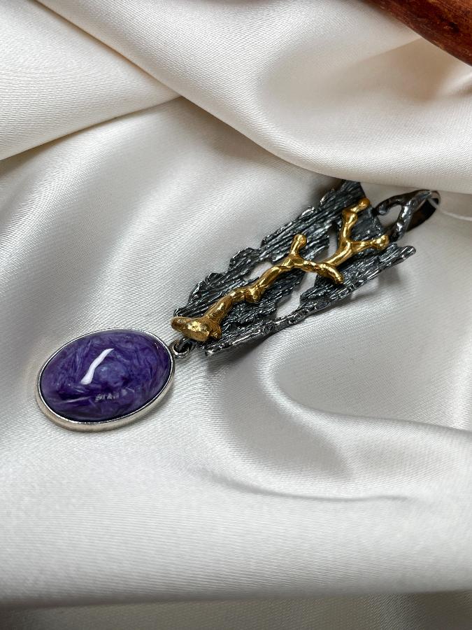 Кулон из серебра с чароитом б1949, фото 2