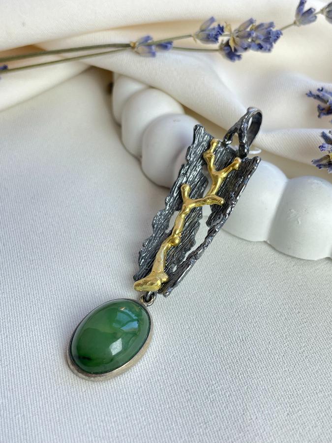 купить Кулон из серебра с нефритом  , фото 3