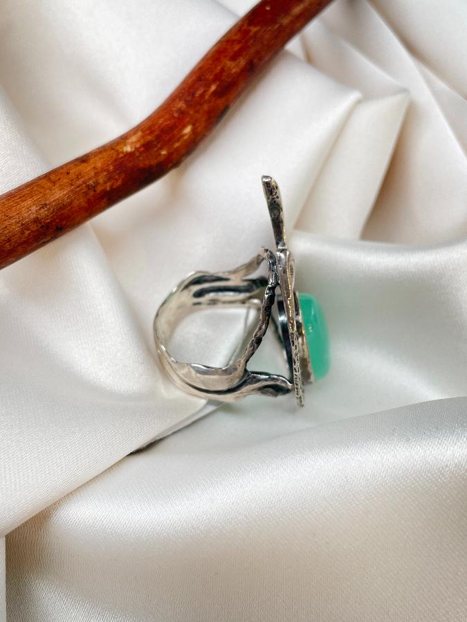 купить Кольцо из серебра с хризопразом,18,5 размер  , фото 4