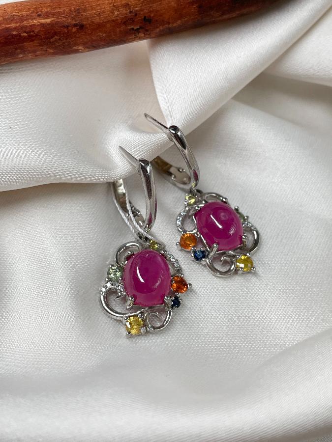 купить Серьги из серебра с рубином (красный корунд)  , фото 2