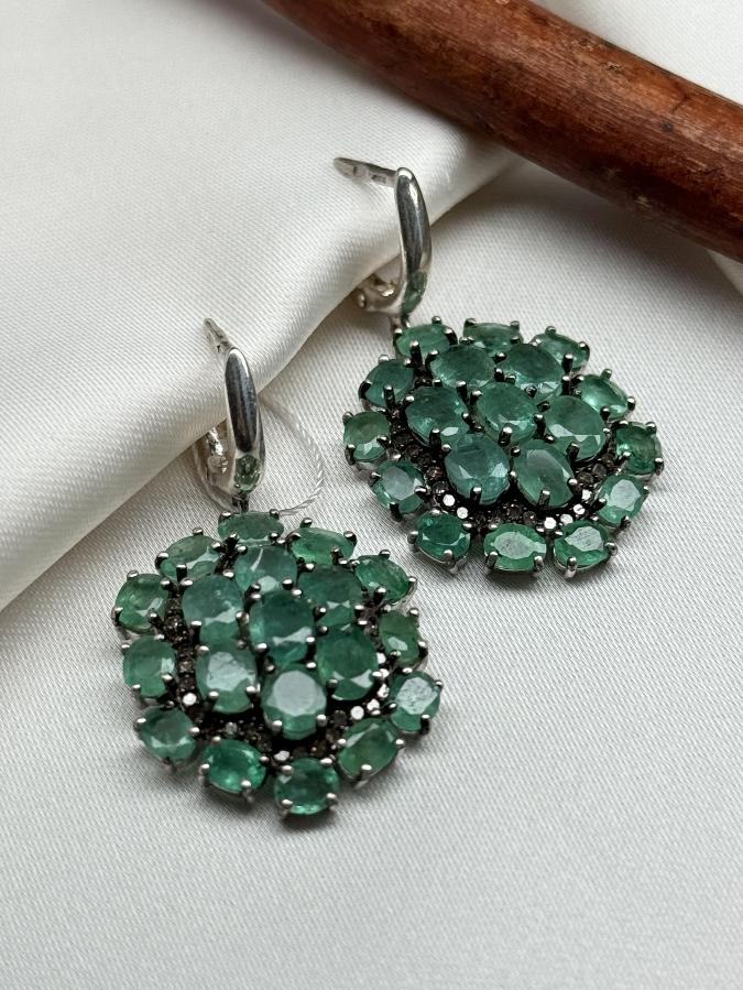 купить Серьги из серебра с изумрудом (зеленый берилл)   , фото 1