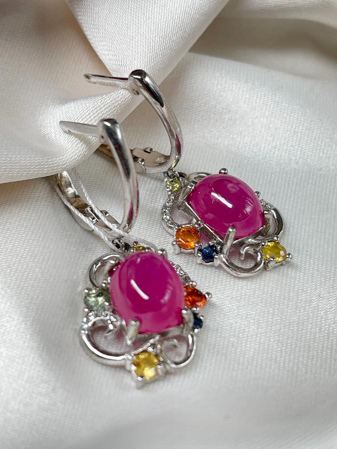 купить Серьги из серебра с рубином (красный корунд)  , фото 1