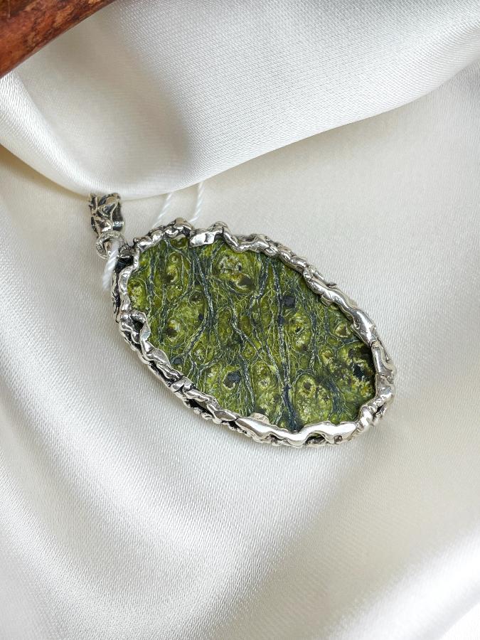 Кулон из серебра с змеевиком U-3773, фото 4