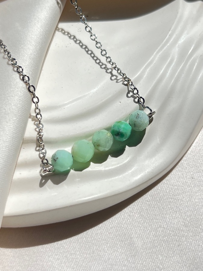 купить Колье с хризопразом в огранке, 39 см , фото 1