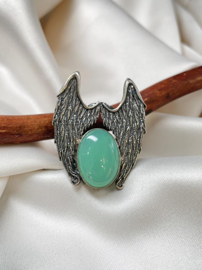 купить Кольцо из серебра с хризопразом,18,5 размер  , фото 3