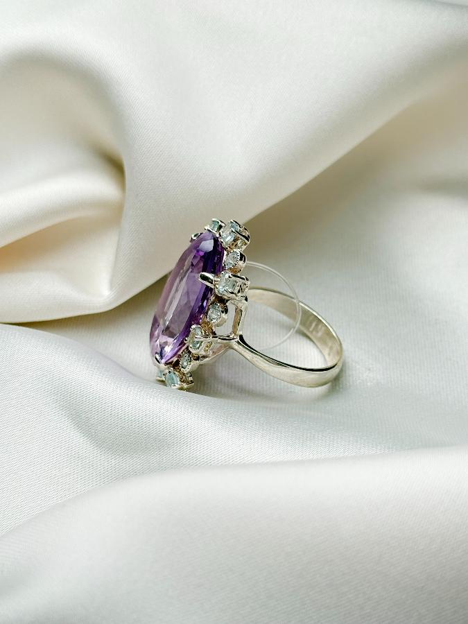 купить Кольцо из серебра с аметистом и топазом,19 размер  , фото 2