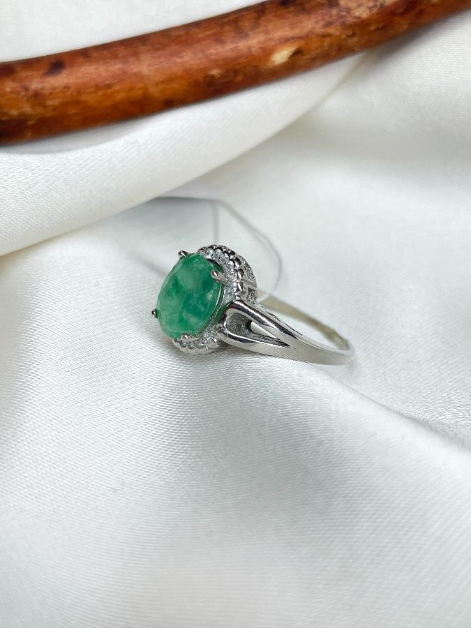 Кольцо из серебра с изумрудом (зеленый берилл), 17,5 размер U-2749, фото 2