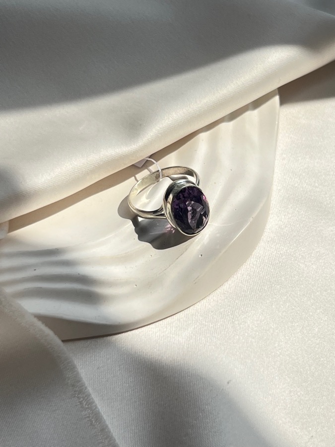 Кольцо из серебра с аметистом в огранке, 18,5 размер U-2278, фото 2