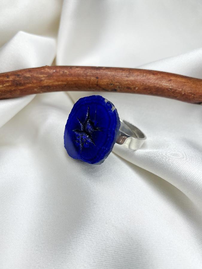 купить Кольцо из серебра с азуритом, 19,5 размер , фото 2