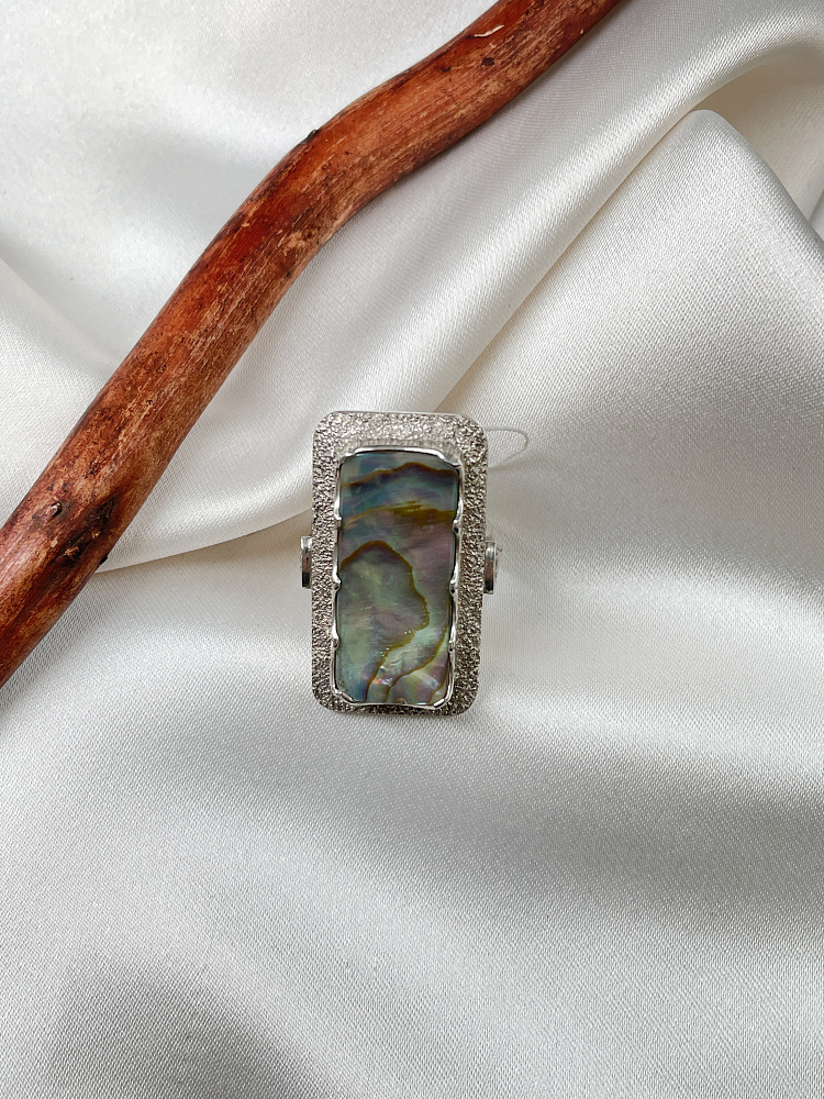 купить Кольцо из серебра с халиотисом, 18 размер  , фото 5