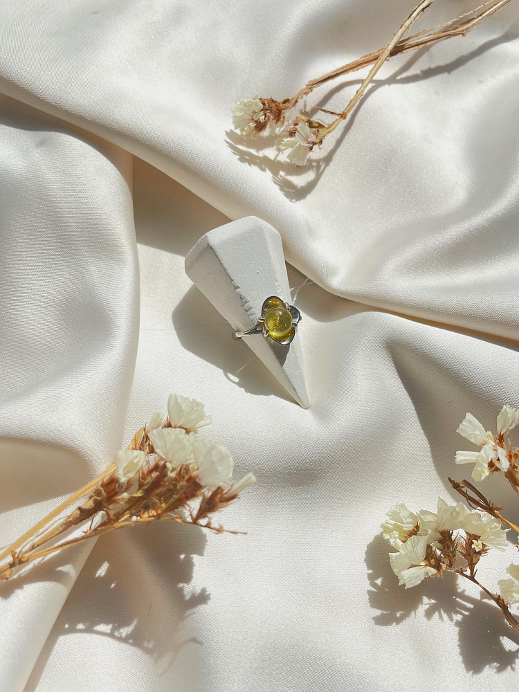 купить Кольцо из серебра с желтым турмалином, 16,5 размер , фото 2