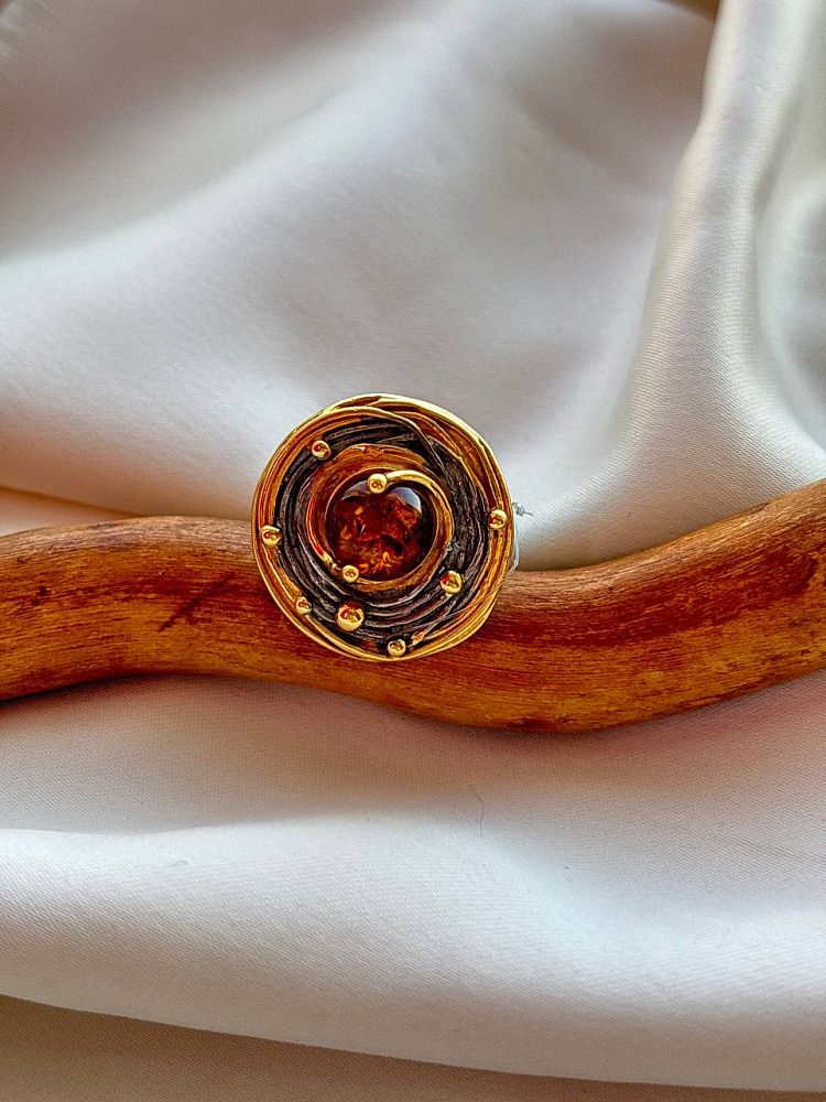 купить Кольцо из серебра с янтарем , фото 2