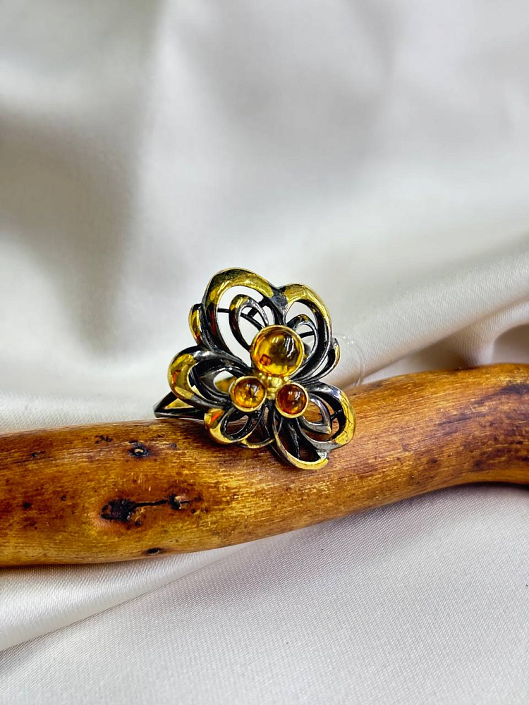 купить Кольцо из серебра с янтарем , фото 2