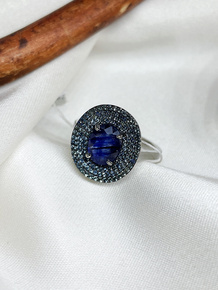 купить Кольцо из серебра с сапфиром (синий корунд),18 размер  , фото 1