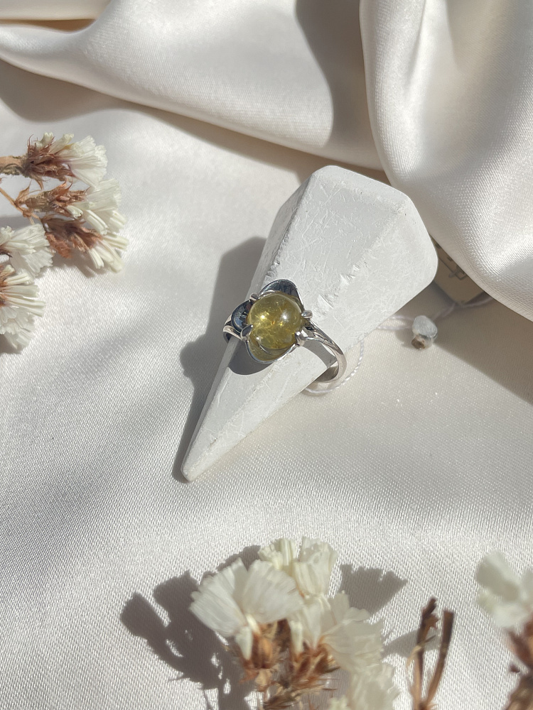купить Кольцо из серебра с желтым турмалином, 16,5 размер , фото 3