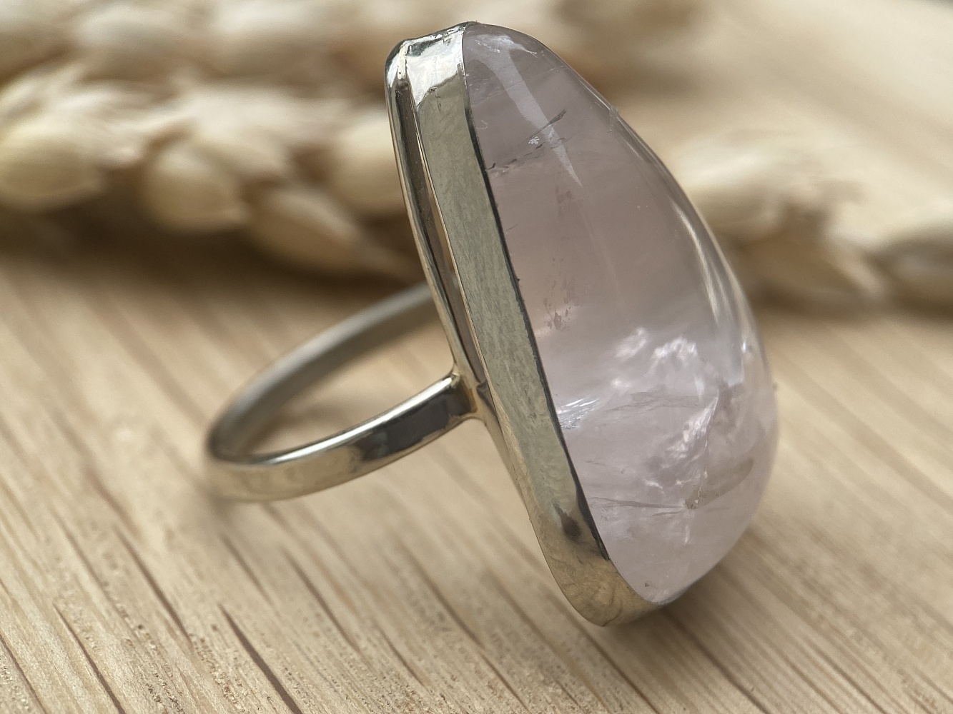 Кольцо с розовым кварцем, 16,5 размер KL-0421, фото 5