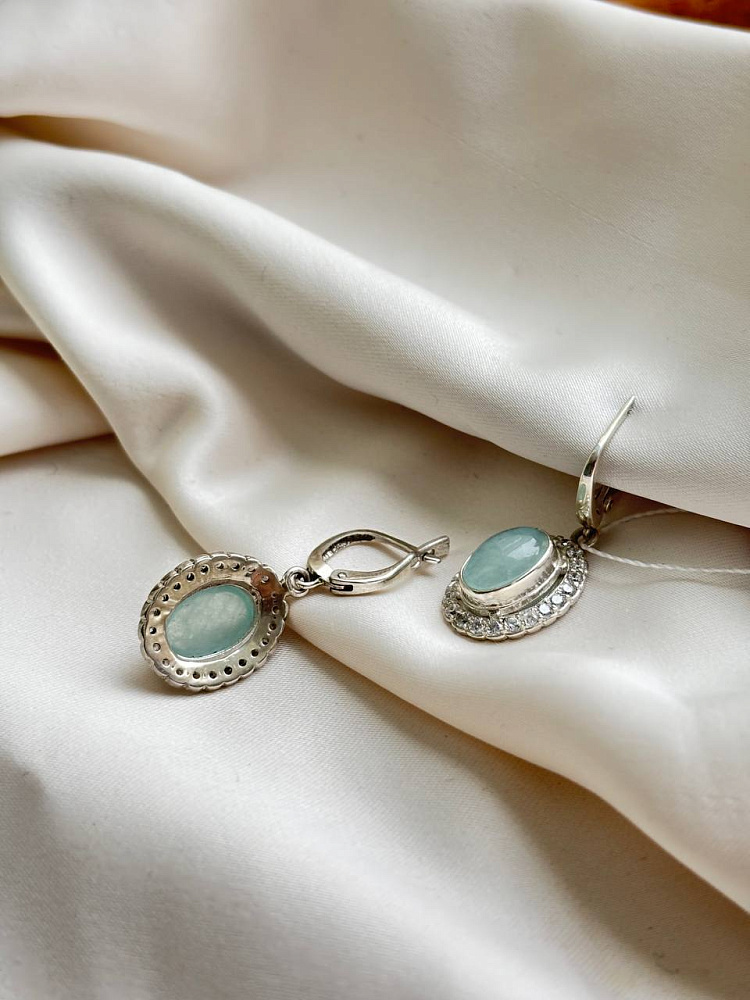 купить Серьги из серебра с аквамарином  , фото 4