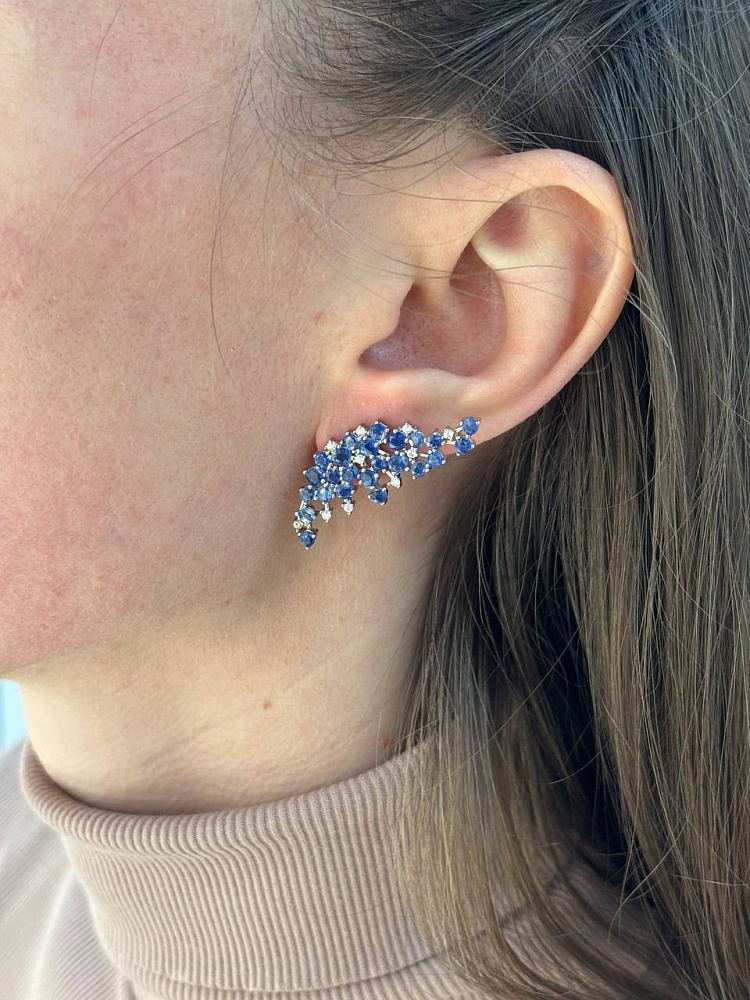 купить Серьги из серебра с сапфирами  , фото 4