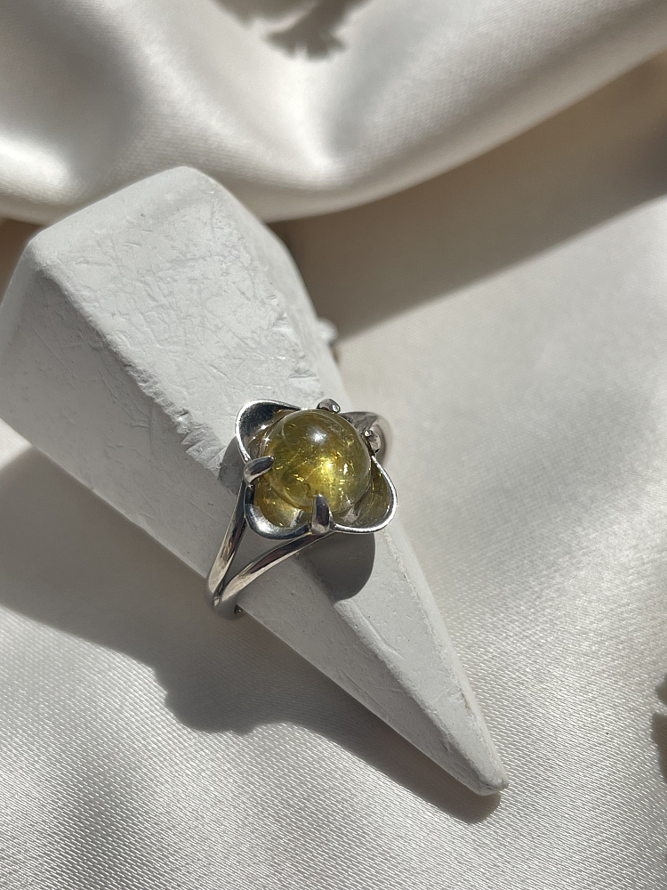 купить Кольцо из серебра с желтым турмалином, 16,5 размер , фото 4