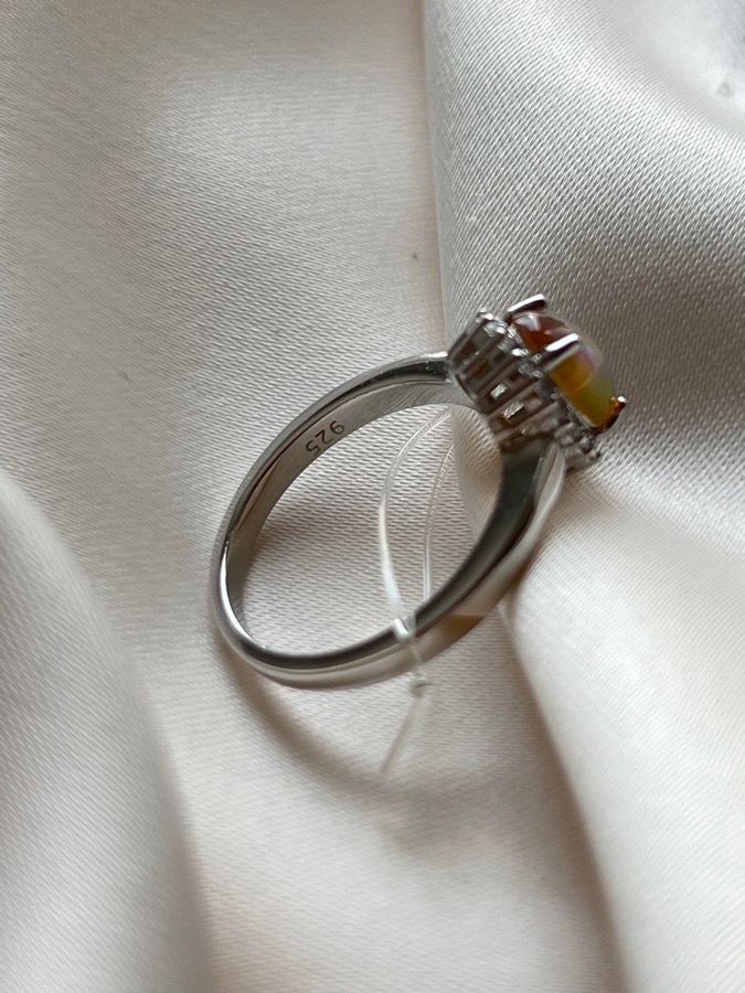 Кольцо из серебра с белым опалом, 16,5 размер 559192, фото 4