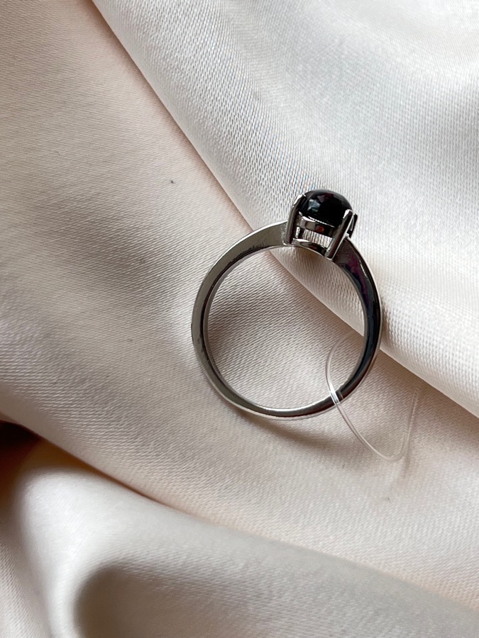 Кольцо из серебра с чёрным опалом, 16,5 размер 559044, фото 3