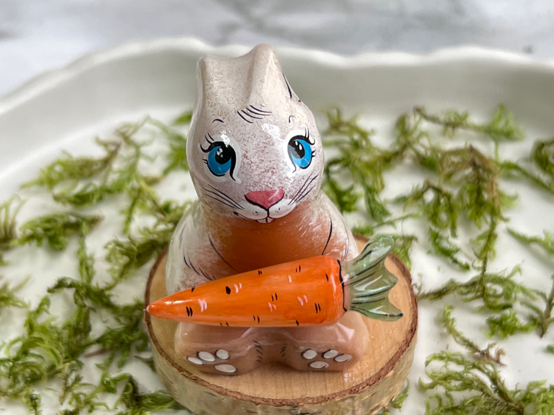 Кролик с морковкой из селенита  FG-0305, фото 3