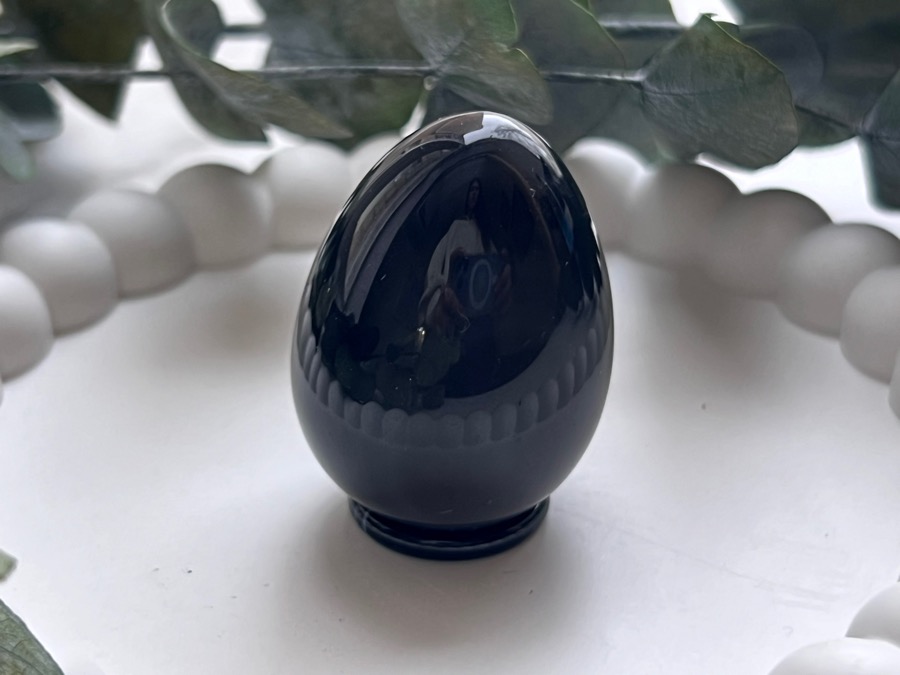 Яйцо из чёрного обсидиана, 3 х 4,1 см JA-0092, фото 4