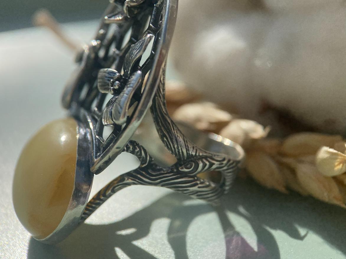 Кольцо с янтарём королевским, 19,5 размер KL-0401, фото 5
