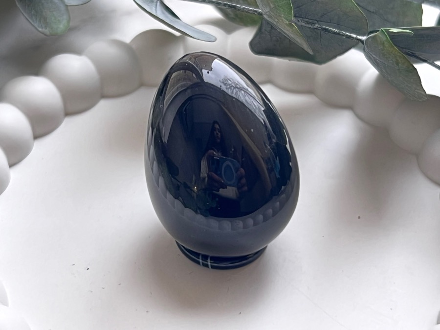 Яйцо из чёрного обсидиана, 3 х 4,1 см JA-0092, фото 1
