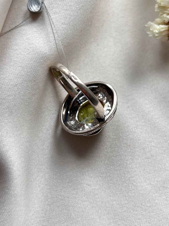 Кольцо из серебра с лизардитом, 17,5 размер 588943, фото 4