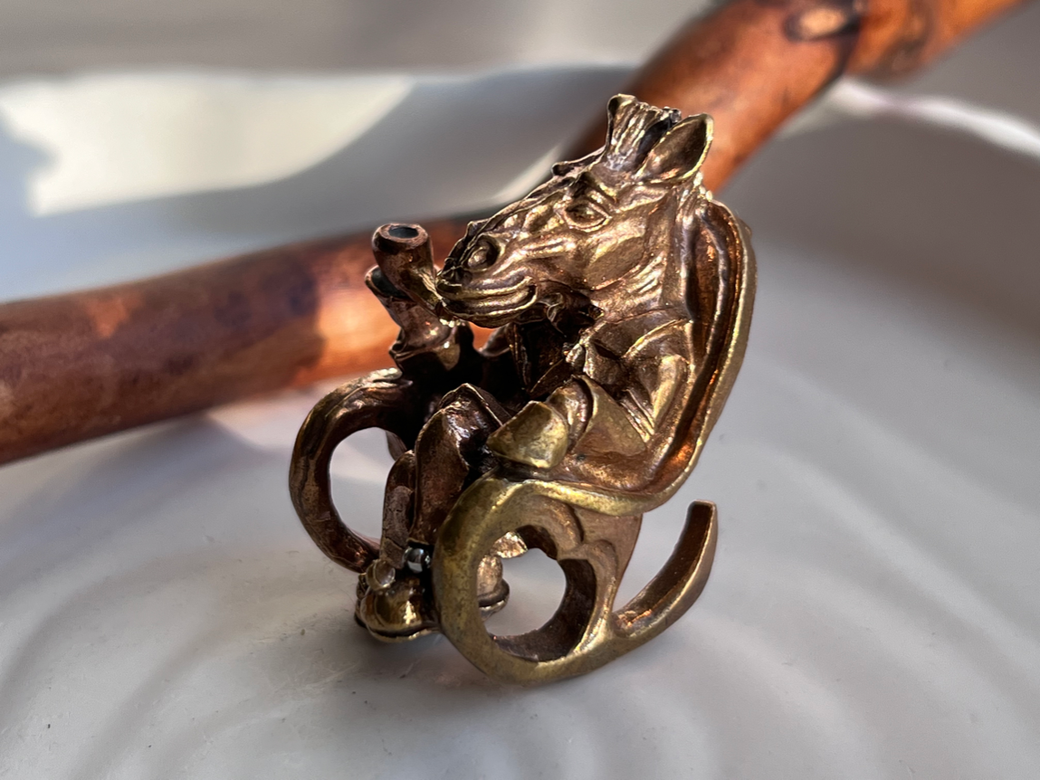Конь на качалке с трубкой из бронзы  FGB-0100, фото 4