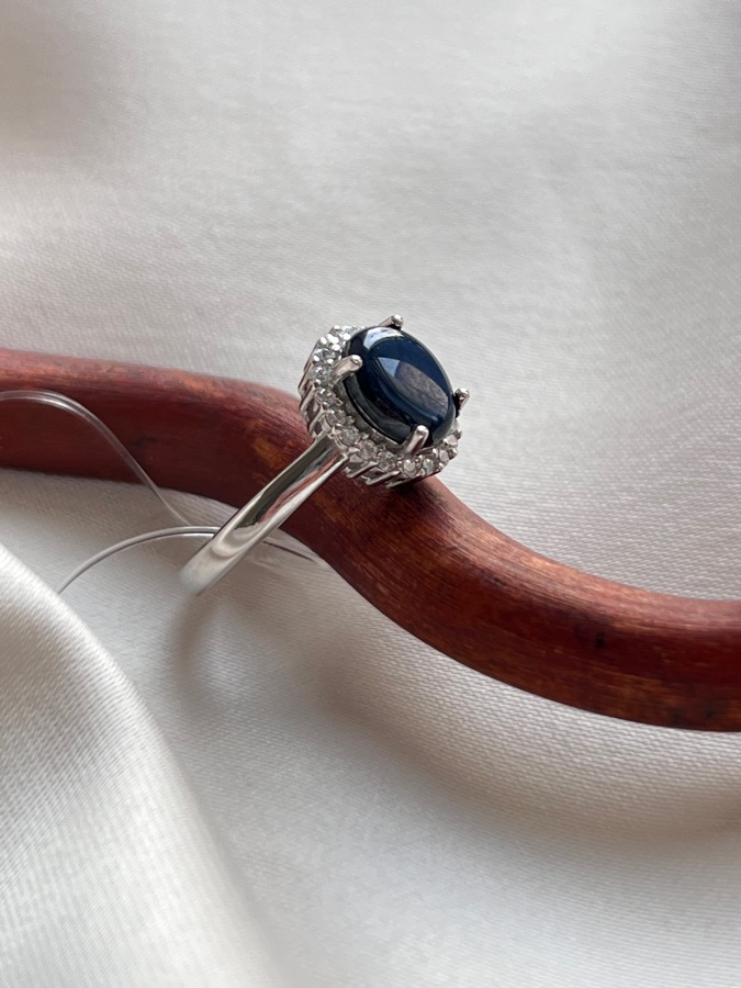 Кольцо из серебра с сапфиром (синий корунд), 16 размер 559086, фото 3