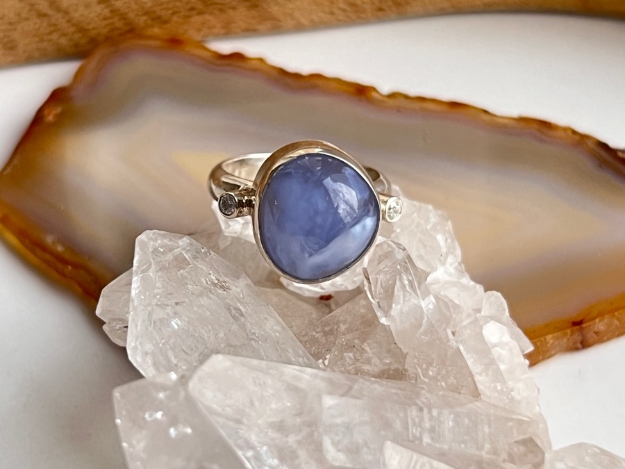 Кольцо с сапфирином (голубой агат), 16,5 размер KL-1060, фото 1