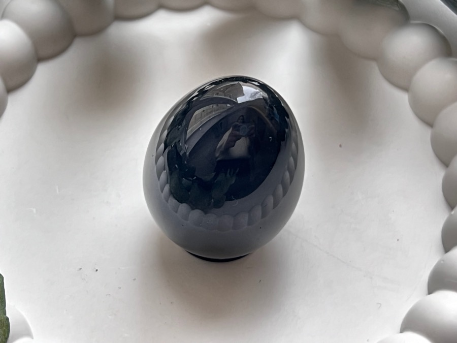 Яйцо из чёрного обсидиана, 3 х 4,1 см JA-0092, фото 3