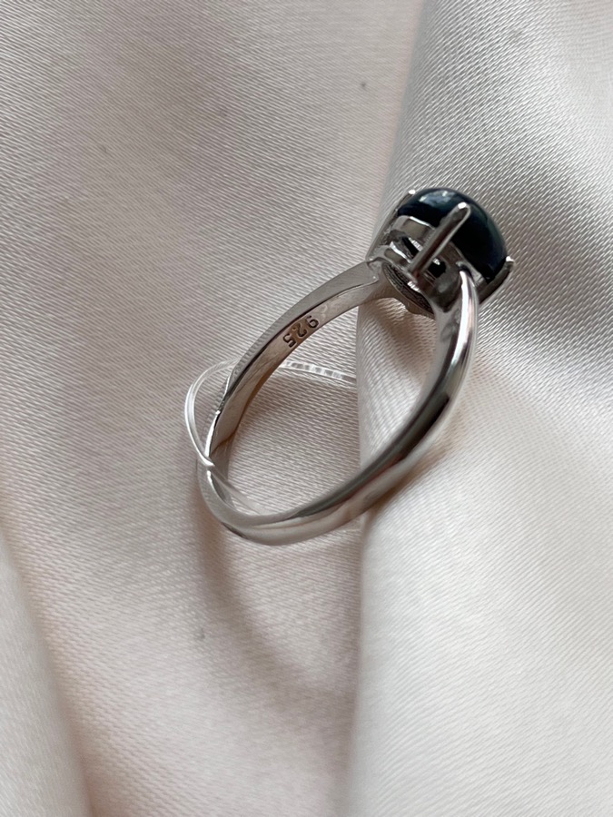Кольцо из серебра с чёрным опалом, 16,5 размер 559044, фото 5