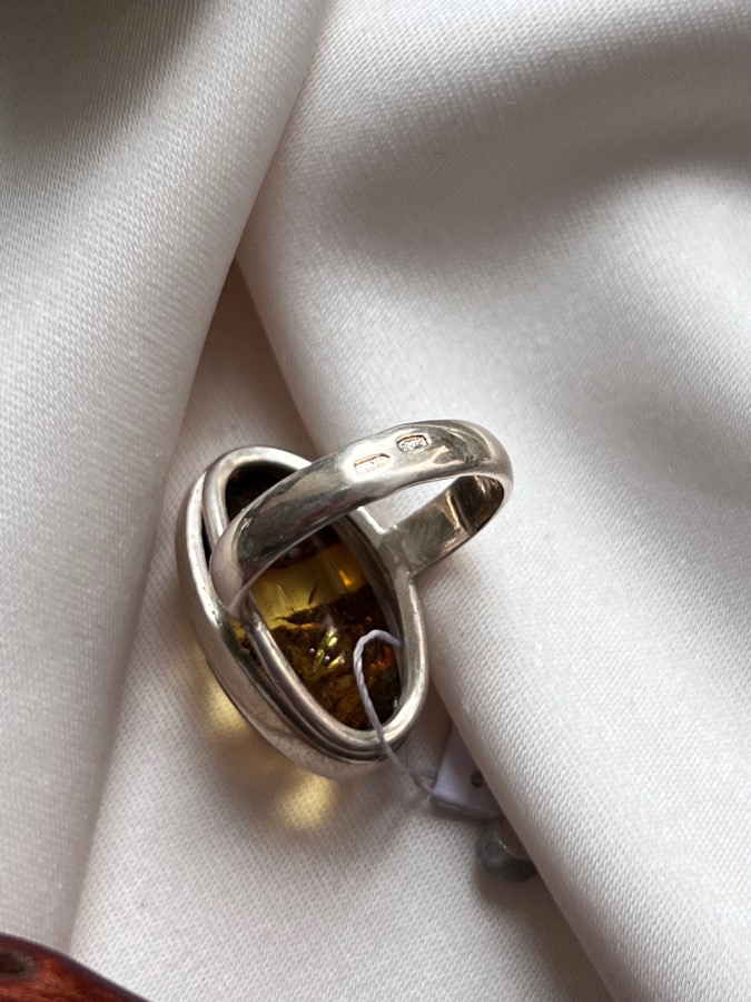 Кольцо из серебра с янтарём, 16,25 размер U-57, фото 4