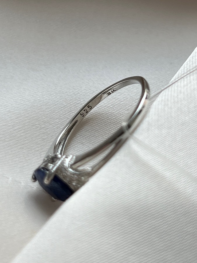Кольцо из серебра с сапфиром (синий корунд) в огранке, 18 размер 559127, фото 4