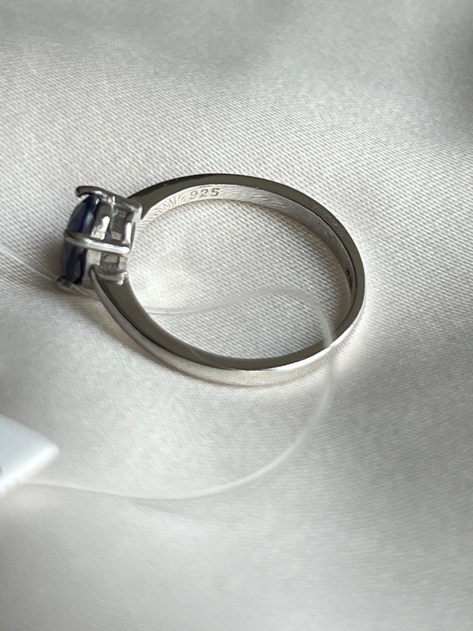 Кольцо из серебра с сапфиром (синий корунд) в огранке, 17,5 размер 559115, фото 5