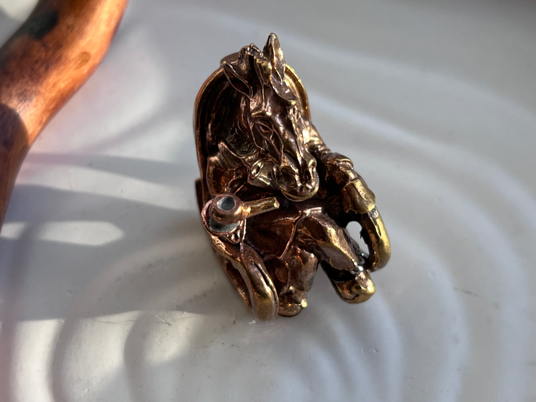 Конь на качалке с трубкой из бронзы  FGB-0100, фото 6