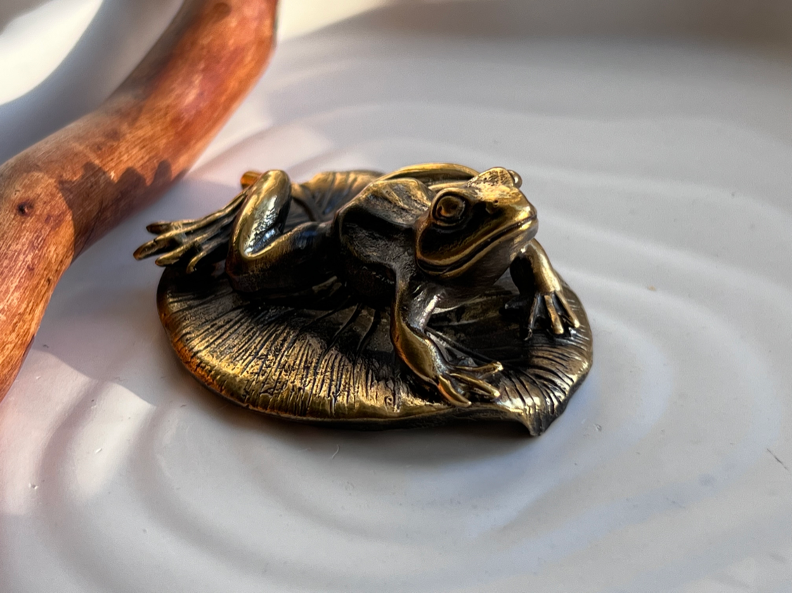 Лягушка на кувшинке из бронзы  FGB-0080, фото 1